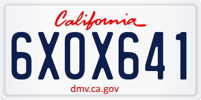 CA license plate 6XOX641
