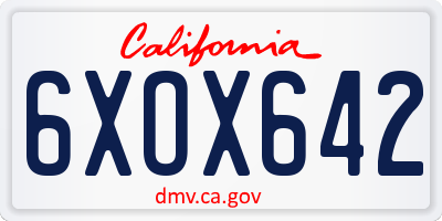 CA license plate 6XOX642