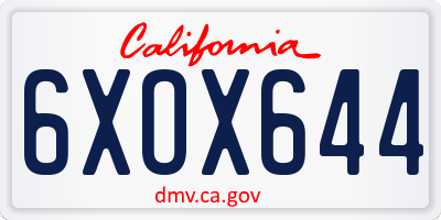 CA license plate 6XOX644