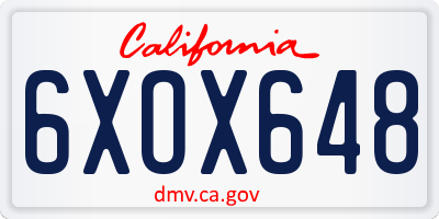 CA license plate 6XOX648