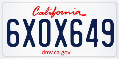CA license plate 6XOX649