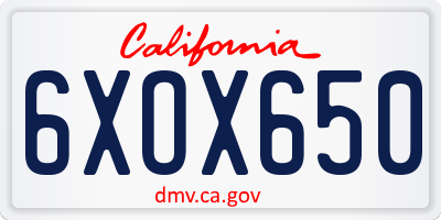 CA license plate 6XOX650