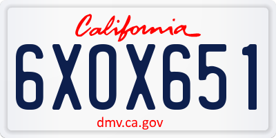 CA license plate 6XOX651