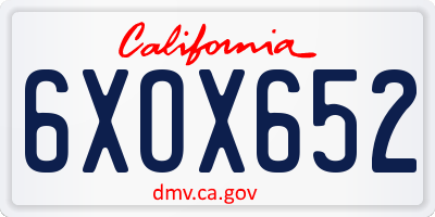 CA license plate 6XOX652