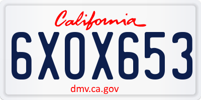 CA license plate 6XOX653