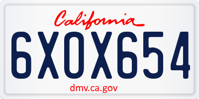 CA license plate 6XOX654