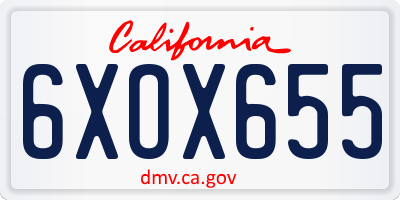 CA license plate 6XOX655