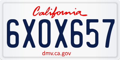 CA license plate 6XOX657