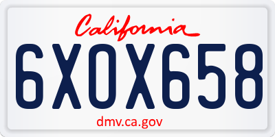 CA license plate 6XOX658