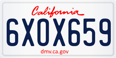 CA license plate 6XOX659