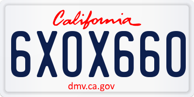 CA license plate 6XOX660