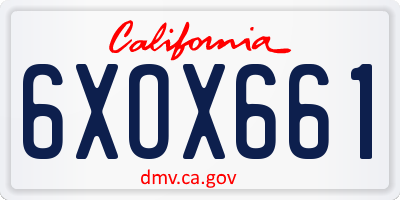 CA license plate 6XOX661