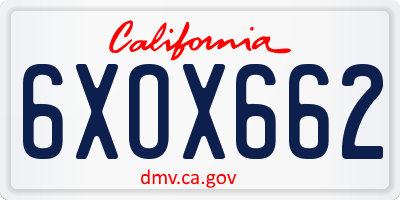 CA license plate 6XOX662