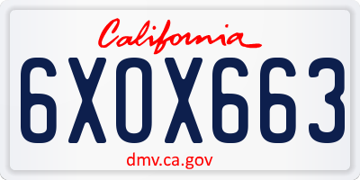 CA license plate 6XOX663