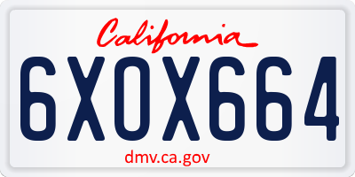 CA license plate 6XOX664