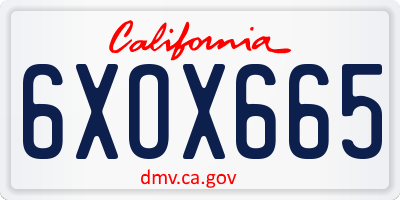CA license plate 6XOX665