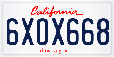 CA license plate 6XOX668