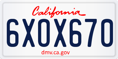 CA license plate 6XOX670