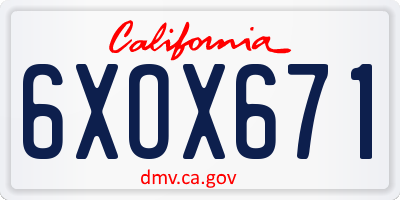 CA license plate 6XOX671