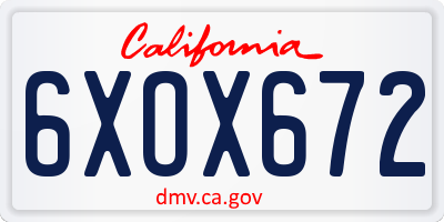 CA license plate 6XOX672