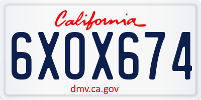 CA license plate 6XOX674