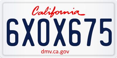 CA license plate 6XOX675