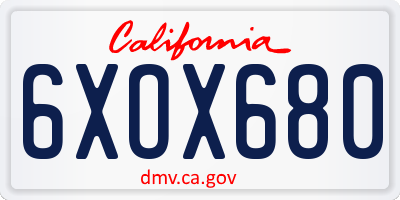 CA license plate 6XOX680