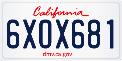 CA license plate 6XOX681