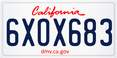 CA license plate 6XOX683