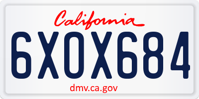 CA license plate 6XOX684