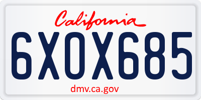 CA license plate 6XOX685