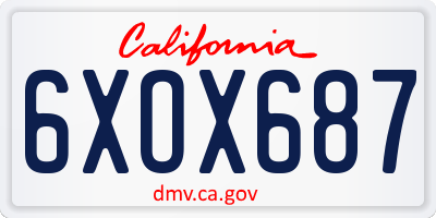 CA license plate 6XOX687