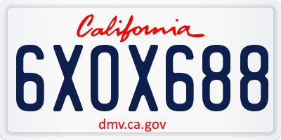 CA license plate 6XOX688