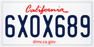CA license plate 6XOX689
