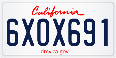 CA license plate 6XOX691
