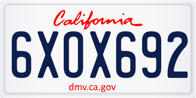 CA license plate 6XOX692