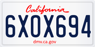 CA license plate 6XOX694