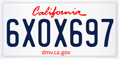 CA license plate 6XOX697