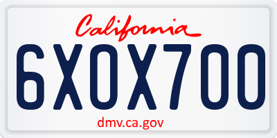 CA license plate 6XOX700