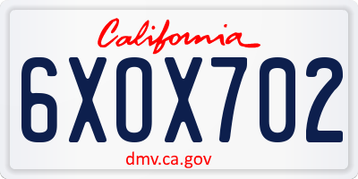 CA license plate 6XOX702