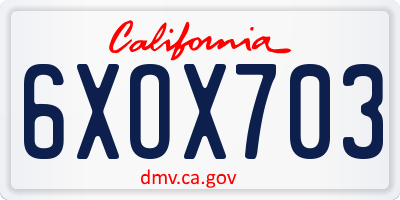 CA license plate 6XOX703