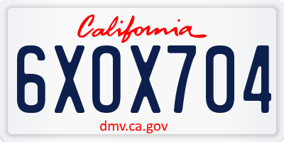 CA license plate 6XOX704