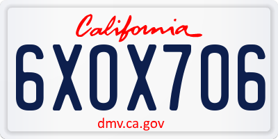 CA license plate 6XOX706