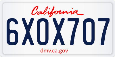 CA license plate 6XOX707