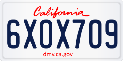 CA license plate 6XOX709