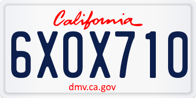 CA license plate 6XOX710