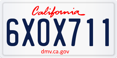 CA license plate 6XOX711