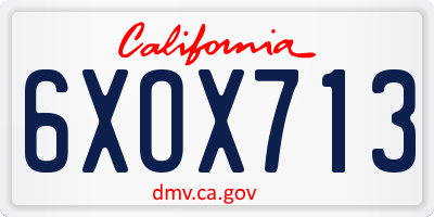 CA license plate 6XOX713
