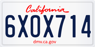 CA license plate 6XOX714