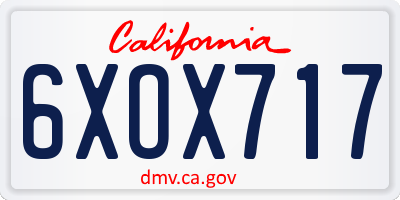 CA license plate 6XOX717